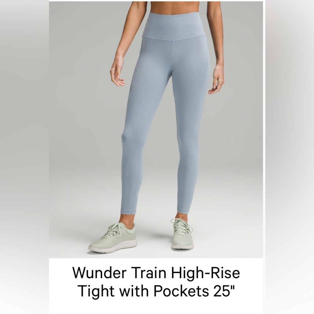 Lululemon Wundertrain leggings size 12 Chambray Blue 25 in with pockets
